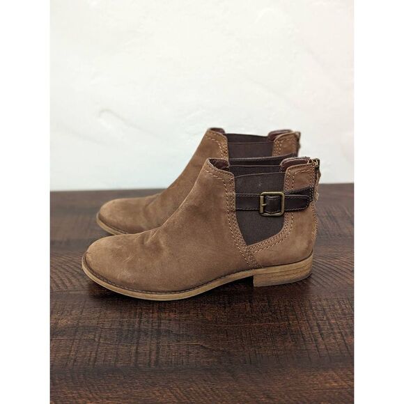 Franco Sarto Ketty Chelsea Brown Suede Back Zip Ankle Booties - Size 6.5 - Picture 2 of 7